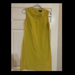 Woman’s Alex Marie Mustard Yellow Rhinestone Beaded Collar Dress - Size 4